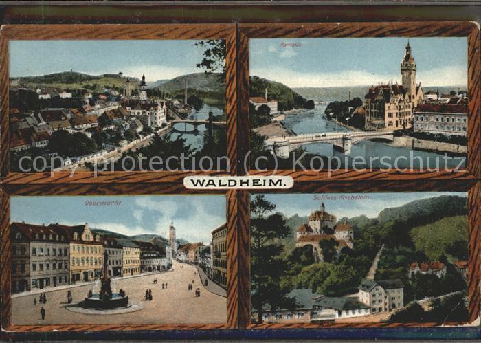 Waldheim Sachsen Obermarkt u.Schloss Kriebstein