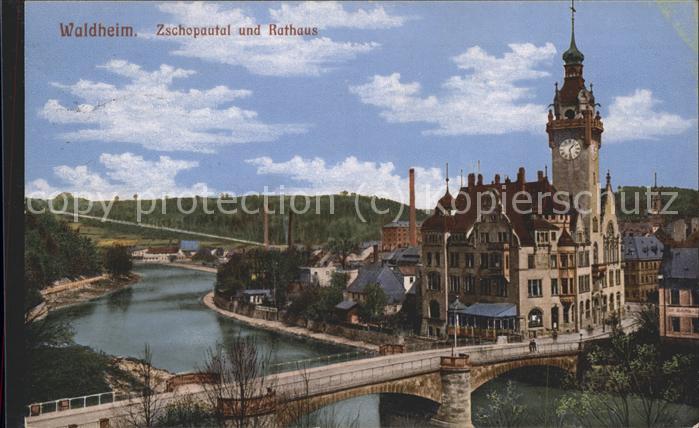 Waldheim Sachsen Brücke u.Rathaus