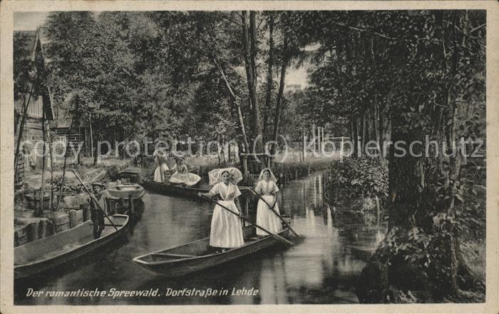 Lehde Dorfstrasse Wasserstrasse Kahn Kaupe