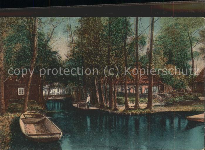 Lehde Dorfstrasse Wasserstrasse Kahn Kaupe