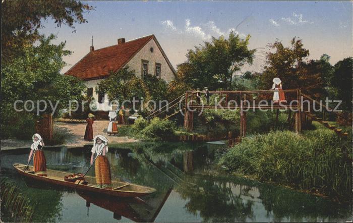 Kannomuehle Spreewald Dorfstrasse Wasserstrasse Kahn Brücke