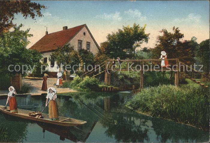 Kannomuehle Spreewald Dorfstrasse Wasserstrasse Kahn Brücke