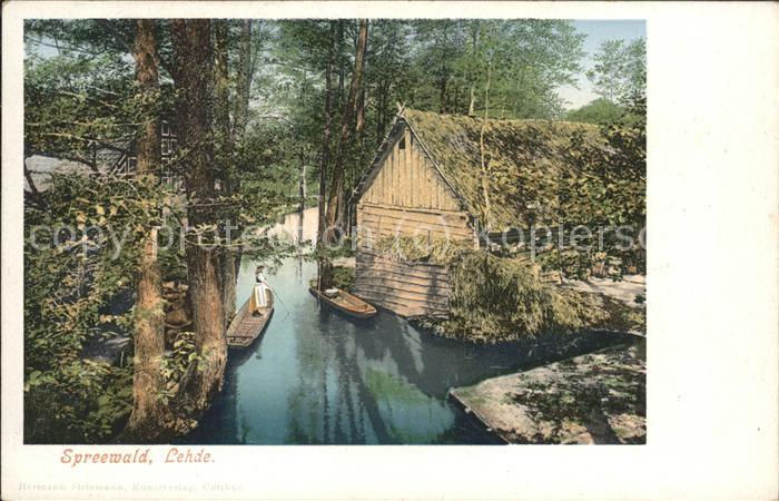 Lehde Dorfstrasse Wasserstrasse Kahn Kaupe