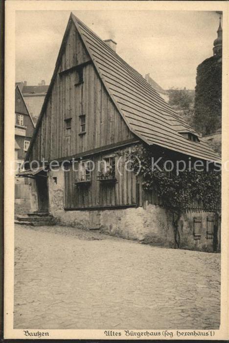 Bautzen Sachsen Hexenhaeuschen altes Buergerhaus vor Fischerpforte Heimatschutz