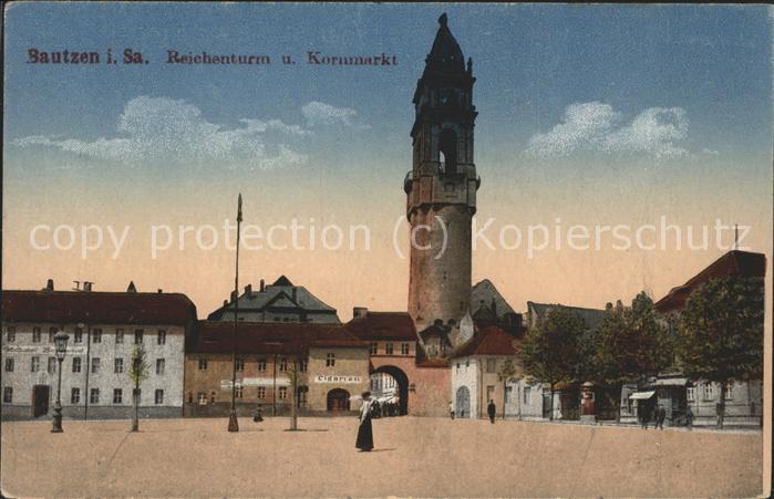 Bautzen Sachsen Reichenturm und Kornmarkt