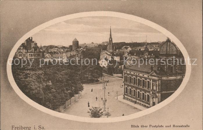 Freiberg Sachsen Blick über Postplatz u.Hornstrasse