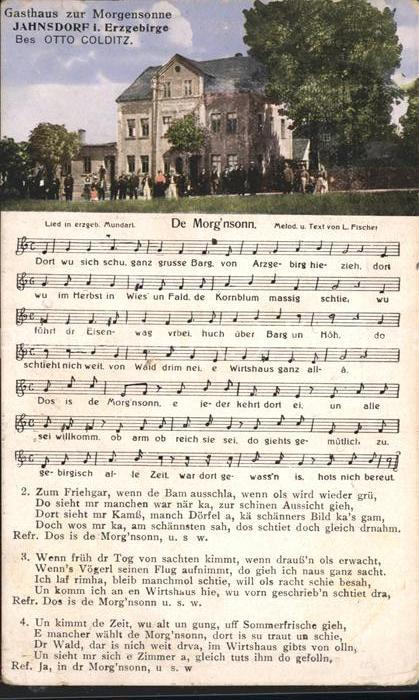 Jahnsdorf Erzgebirge Gasthaus zur Morgensonne u.Liedertext