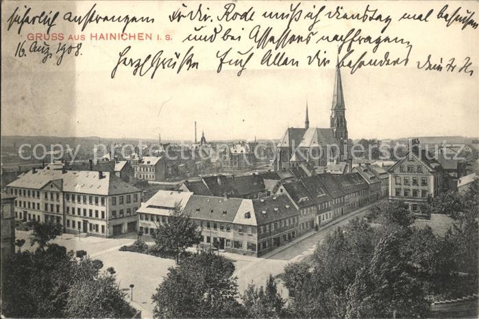Hainichen Sachsen Ortsansicht mit Kirche