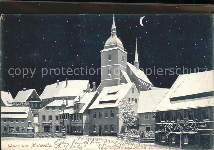 Mittweida Weberstrasse Nachtaufnahme