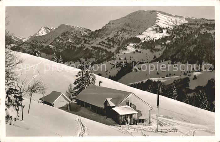 Oberstaufen Oberallgaeu Bayern Steibis Skihuette Oberbergmoos