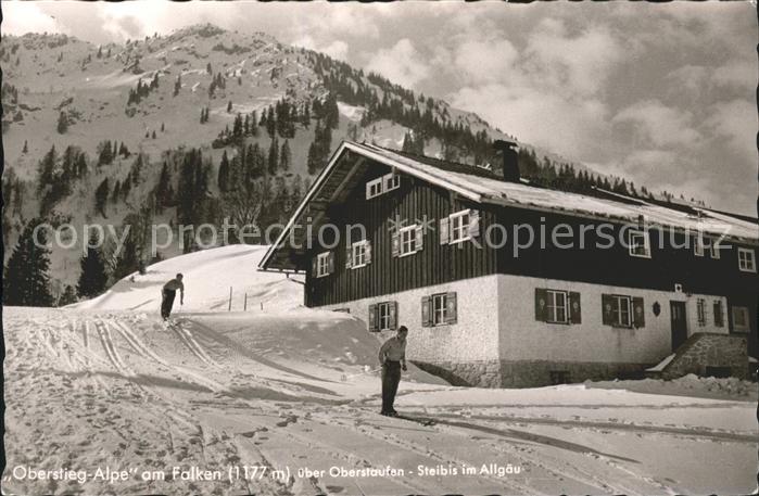 Oberstaufen Oberallgaeu Bayern Steibis Oberstieg-Alpe Falken Skifahrer