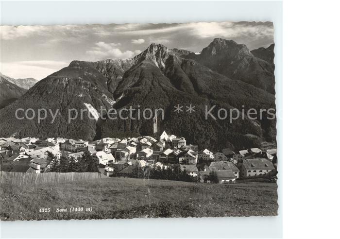 Sent Gesamtansicht mit Alpenpanorama