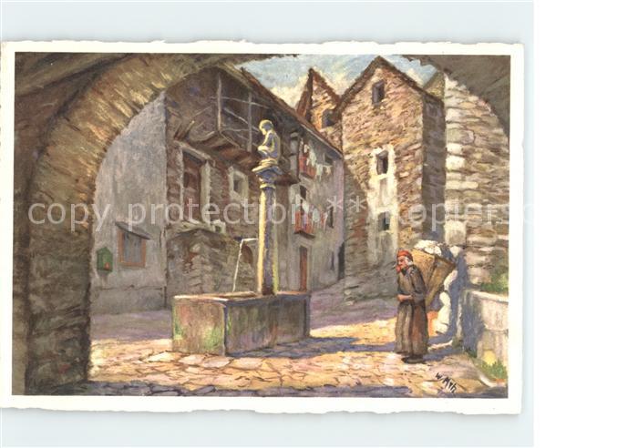 Arcegno La Fontana del Villaggio Kuenstlerkarte