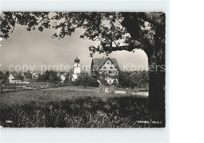 Andwil SG Ortsansicht mit Kirche Fachwerkhaus