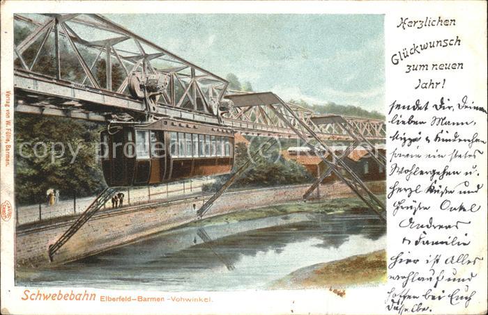 Barmen Wuppertal Schwebebahn Neujahrskarte