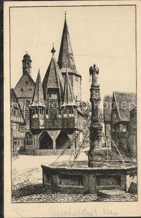 Michelstadt Brunnen Künstlerkarte