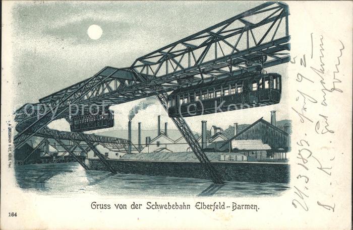 Elberfeld Wuppertal Schwebebahn bei Nacht