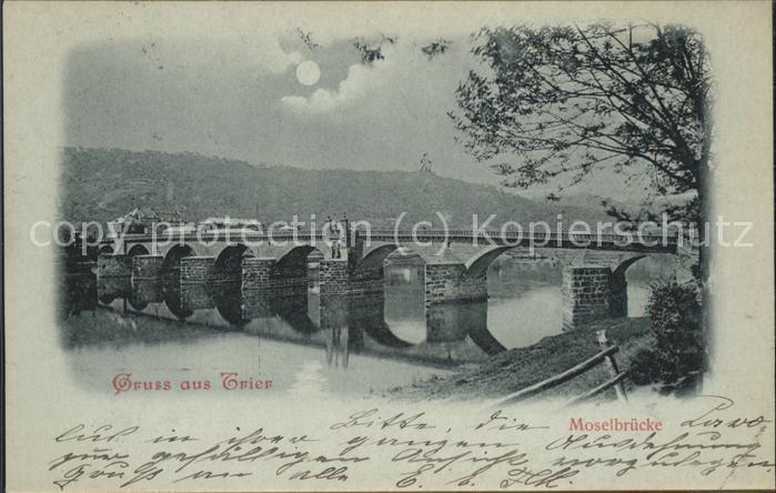Trier Moselbrücke bei Nacht