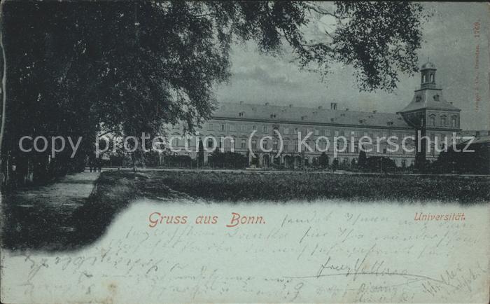 Bonn Rhein Universität bei Nacht Mondscheinkarte
