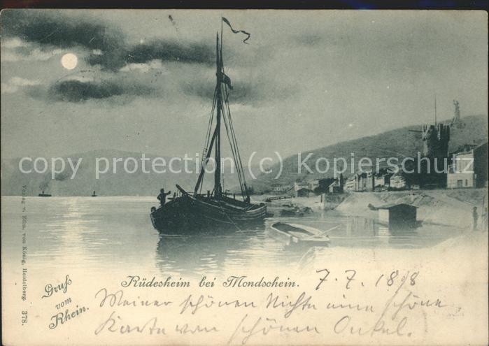 Ruedesheim Rheinpanorama bei Mondschein