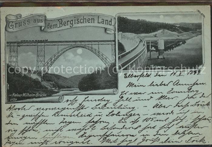 Elberfeld Wuppertal Kaiser Wilhelm-Brücke Talsperre