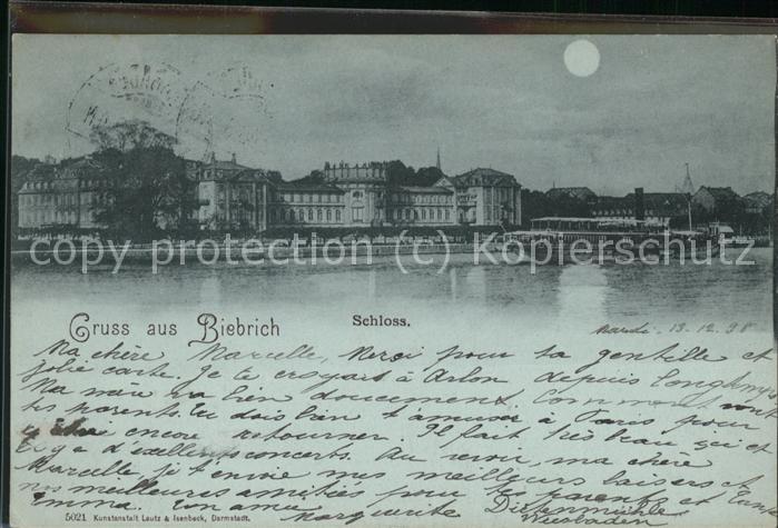 Biebrich Wiesbaden Rheinpanorama mit Schloss bei Nacht