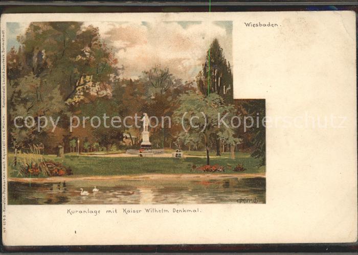 Wiesbaden Kuranlage mit Kaiser Wilhelm-Denkmal