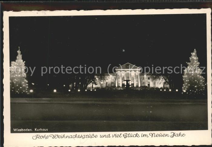 Wiesbaden Weihnachtskarte Kurhaus beleuchtet