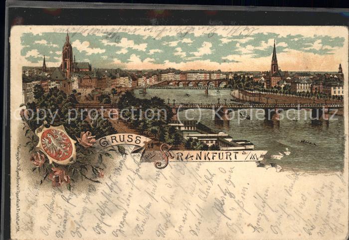 Frankfurt Main Mainpanorama Brücke Dom Wappen