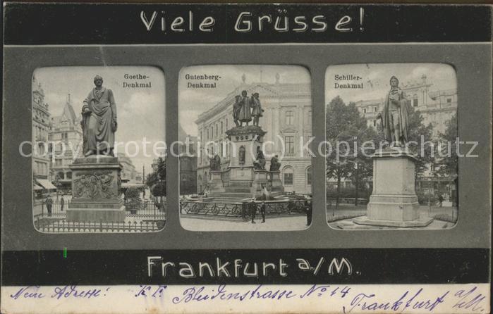 Frankfurt Main Goethe- Gutenberg- Schiller-Denkmal