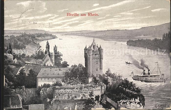 Eltville Rheinpanorama Künstlerkarte