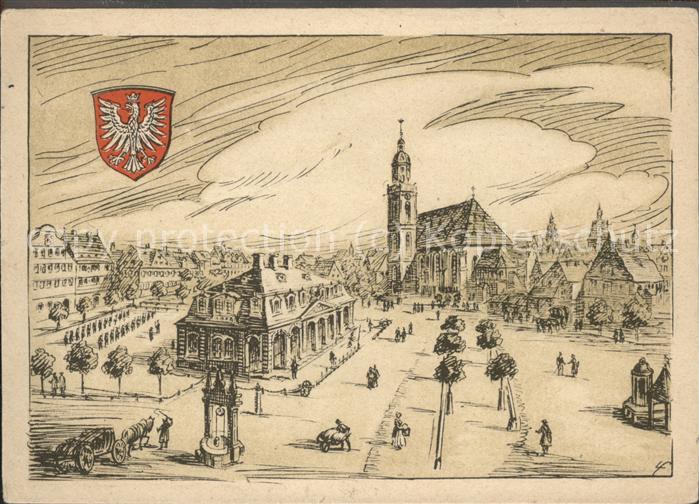 Frankfurt Main Hauptwache Künstlerkarte Wappen