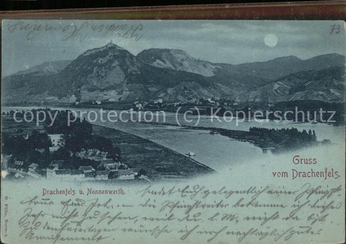 Nonnenwerth mit Blick zur Ruine Drachenfels