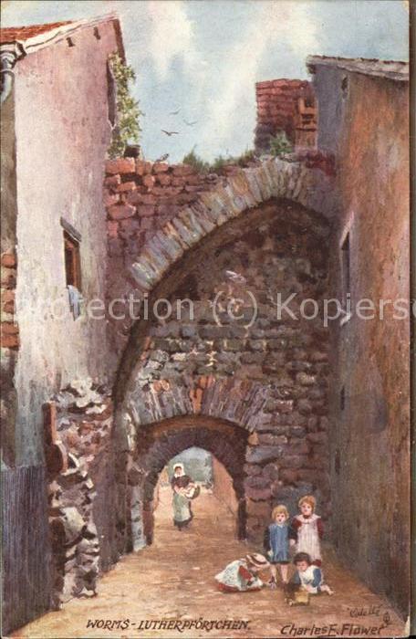 Worms Lutherpförtchen (Künstlerkarte von Char