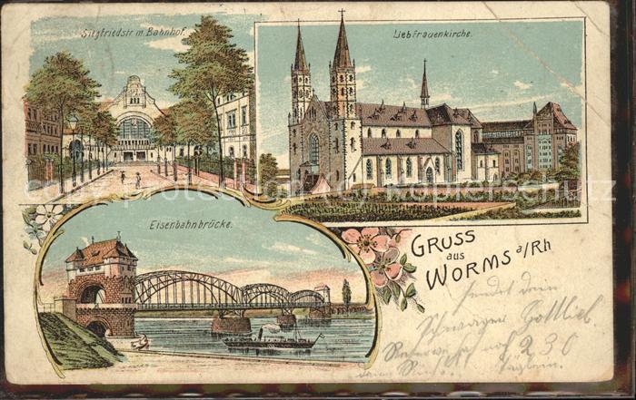 Worms Liebfrauenkirche u.Eisenbahnbrücke