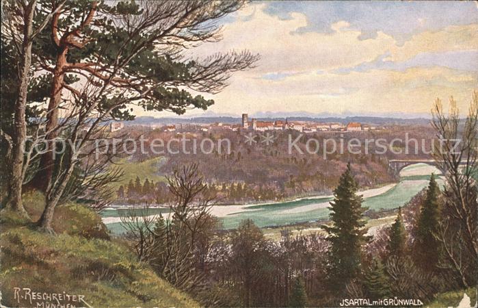 Gruenwald Muenchen Isartalpanorama Künstlerkarte