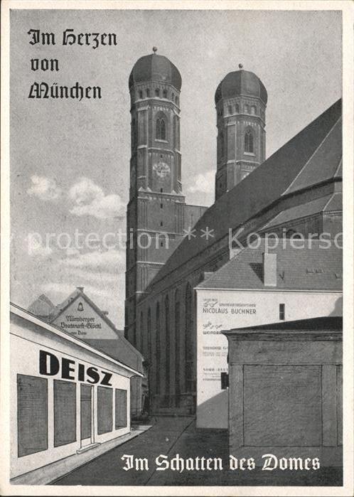 Muenchen Bayern Im Schatten des Domes Deisz Handarbeit Stickereien Werbekarte