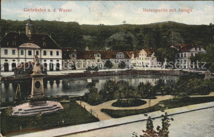 Carlshafen Hafenpartie mit Anlagen Reliefkarte