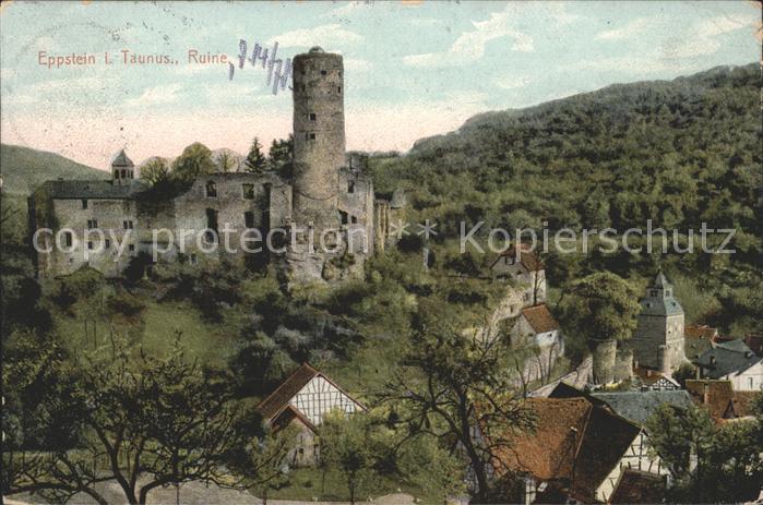 Eppstein Taunus Künstlerkarte Panorama mit Burg