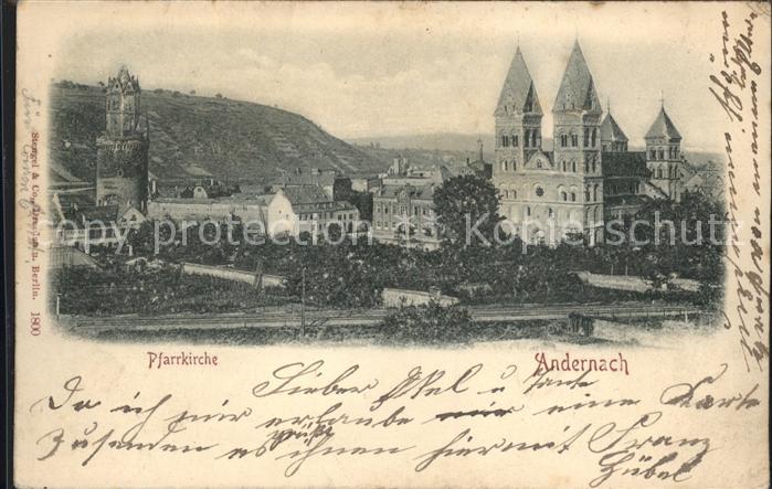 Andernach Panorama mit Pfarrkirche Reliefkarte