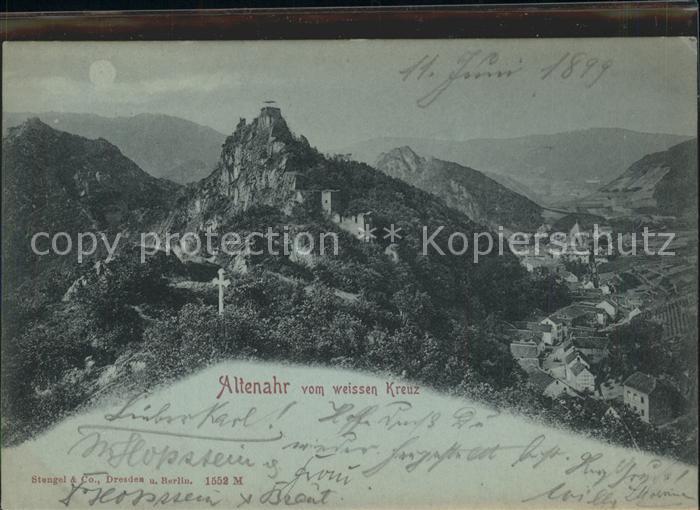 Altenahr Blick vom Weissen Kreuz bei Nacht