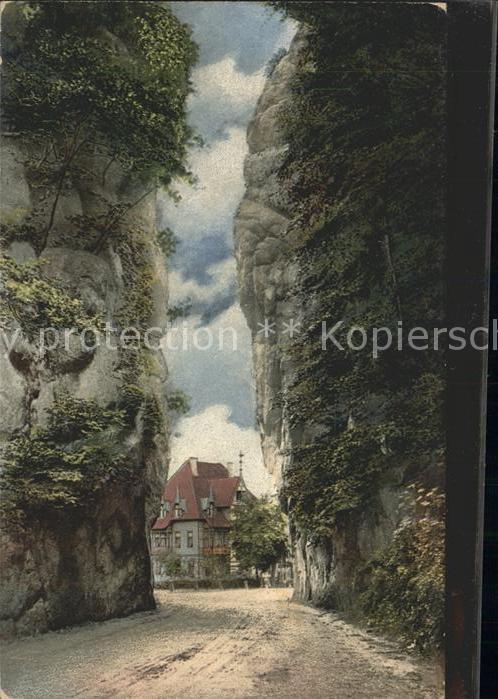 Externsteine Blick auf Villa Victoria Künstlerkarte