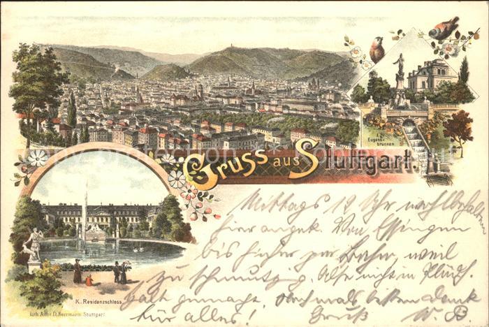 STUTTGART  CITY Panorama Eugensbrunnen Residenzschloss