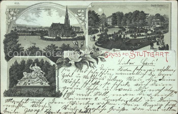 STUTTGART  CITY Johanneskirche Stadtgarten Eberhardgruppe Denkmal