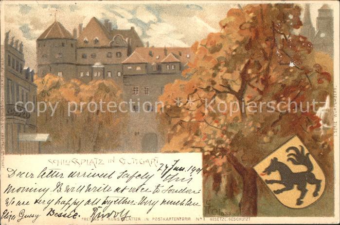 STUTTGART  CITY Schlossplatz Wappen Kuenstlerkarte Closs