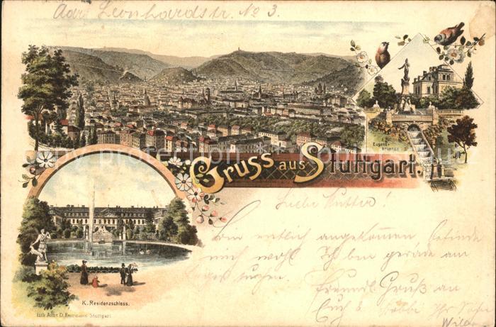 STUTTGART  CITY Panorama Residenzschloss Eugensbrunnen