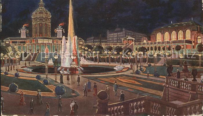 MANNHEIM BW Jubilaeums Ausstellung Friedrichsplatz Beleuchtung Jubilaeumskarte