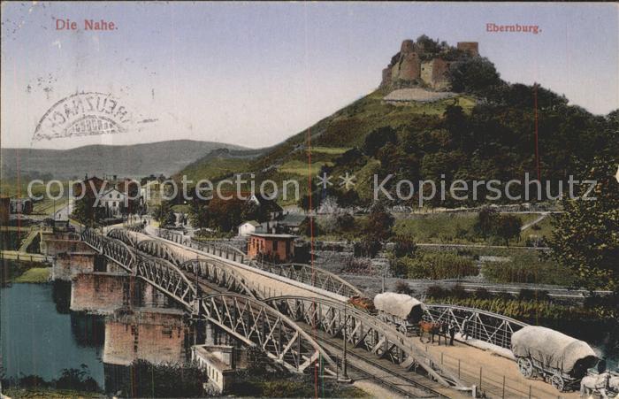 Ebernburg Nahe Bruecke Eisenbahn Pferdefuhrwerk Burgruine