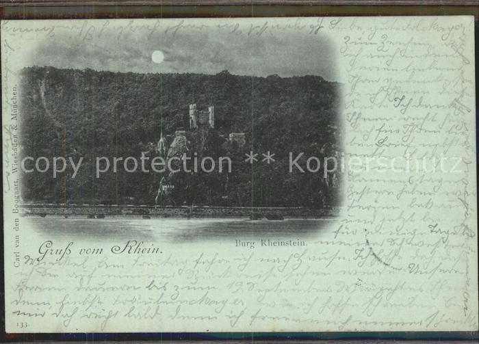 Trechtingshausen Burg Rheinstein im Mondschein