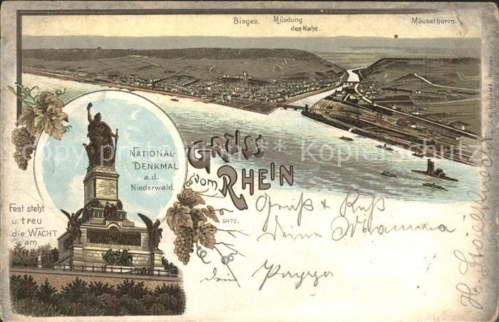 Bingen Rhein Nationaldenkmal Niederwald Nahe Muendung Maeuseturm Weinrebe